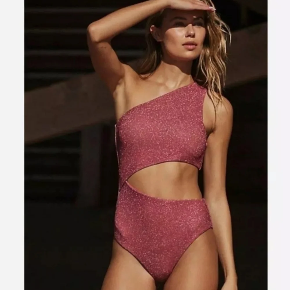 New!Beach Riot Red Metallic Celine One Piece Swimsuit‎